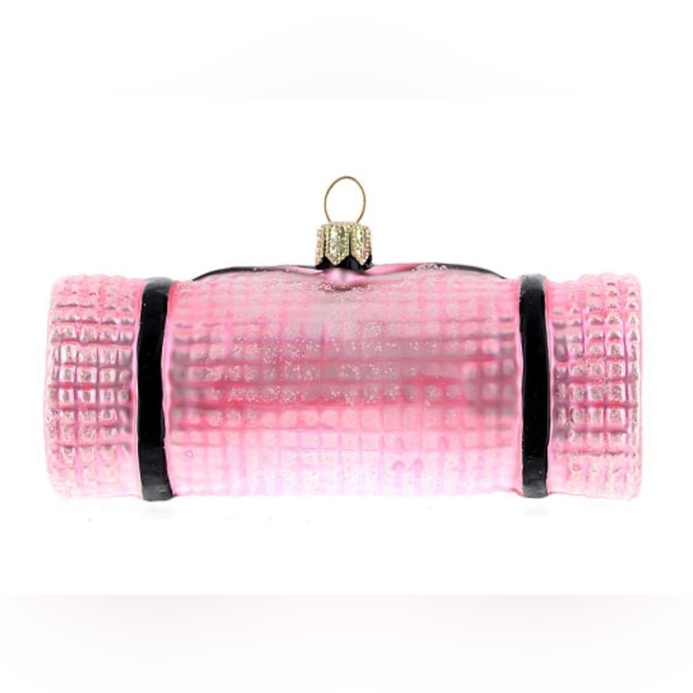 Anthropologie New Pink Yoga Mat Glass Ornament Rare Discontinued - Picture 5 of 9